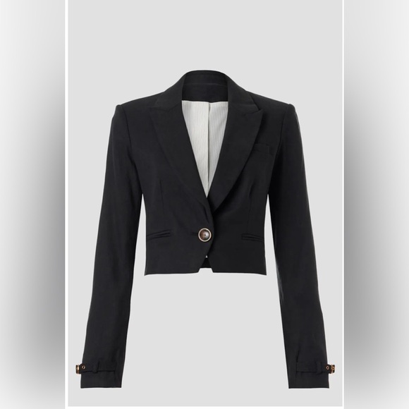 NEW Veronica Beard Girard Linen Blend Crop Jacket in Black size 0 - Picture 2 of 11